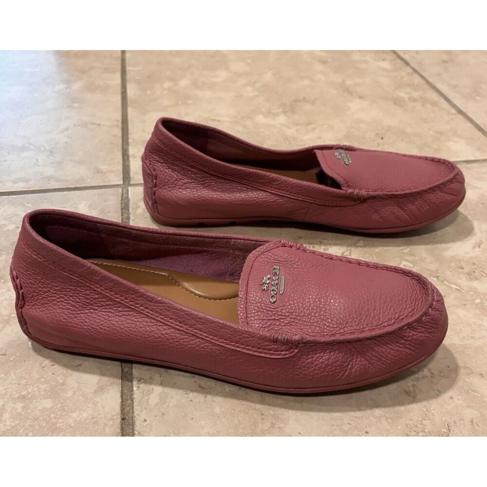 Coach Mary Lock Up Loafers Womens 9.5B Pink Pebbled Leather Slip On Flats - Picture 6 of 8
